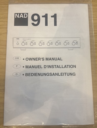 Nad 911 pre amplifier - pre-amplifier, owner's