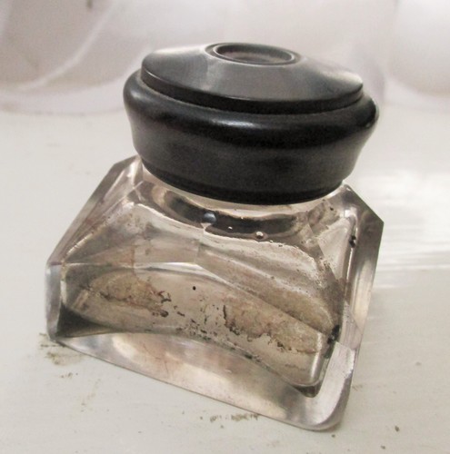 Antique glass inkwell - inkwell, j