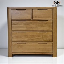 Solid Oak 5 Drawer Chest of Drawers, Romsey Range From Oak Furnitureland
