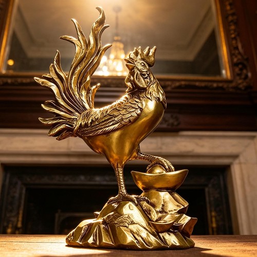 Hand painted golden rooster - painted,