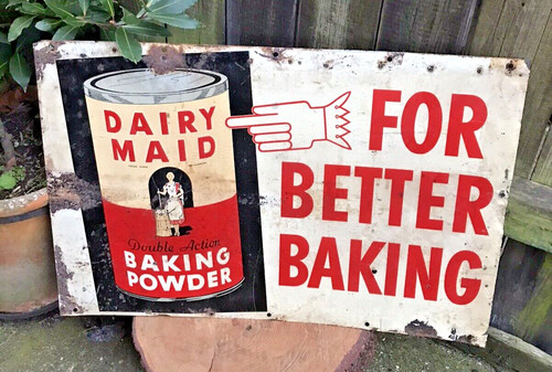 Vintage dairy maid tin sign - vintage,
