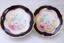 Vienna Austria  @Stunning@  pair of Cobalt Blue Floral Cabinet Plates