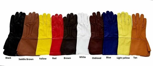 Leather gloves long arm cuff - arm,