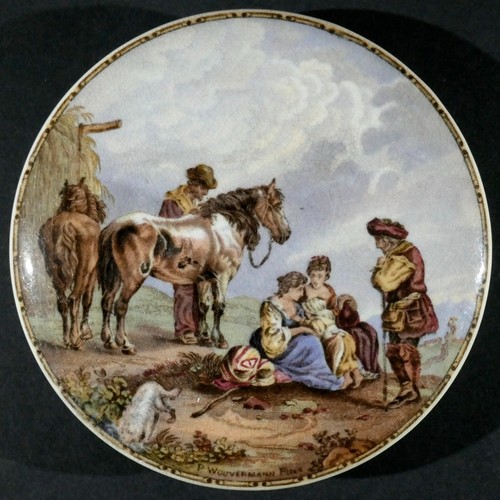 Victorian prattware pot lid - victorian,