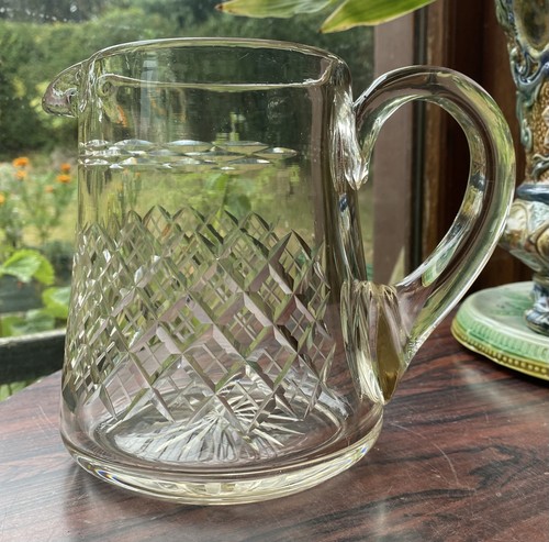 Antique wheel cut glass jug - wheel,
