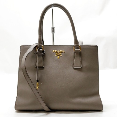 Prada hand bag gray leather - bag,