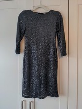 ASOS Black Backless Sequin Mini Dress UK 10 3/4 Sleeve BNWT Brand New, Party