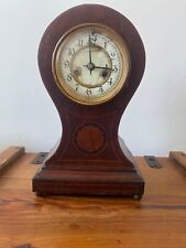 ANTIQUE RARE LARGE WATERBURY USA RARE INLAID BALLOON MANTEL CLOCK