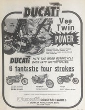 DUCATI V-TWIN POWER ORIGINAL 1974 B/W ADVERT 25cm by 20cm feat... 750GT, SPORT