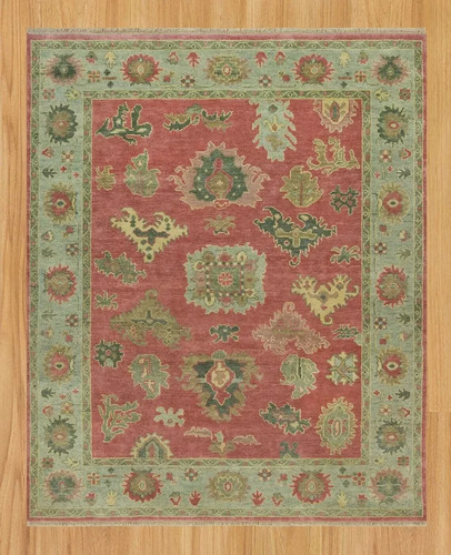 Hand knotted oushak - rug, wool
