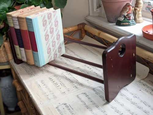 Vintage wooden book trough - vintage,