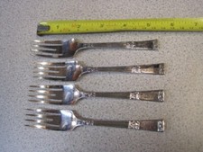 Set of 4 small Dessert Forks, Chrome on Nickel.  14 cm. Sheffield Made C.1960s