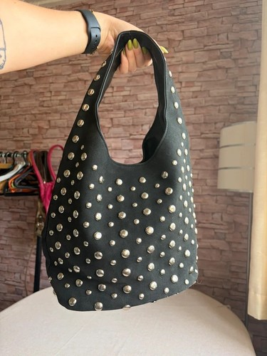 Black suede silver studded - black,