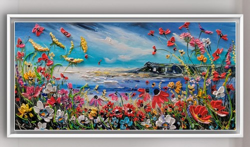 Original unframed flower oil - unframed,