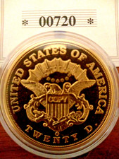 Double Eagle 1861 Commemorative 2003 Cu/goldplated Coin + Windsor Mint C.O.A.