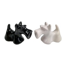 Scottie Dog Ceramic Salt & Pepper Shakers Black & White 