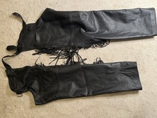 Vintage Leather Motorcycle Chaps XL Fringe Genuine Western Biker Harley Style