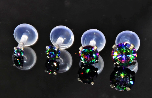 Black rainbow crystal labret - rainbow,