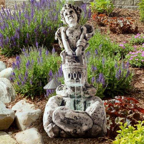 Outdoor water fountain with - outdoor,