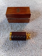 Captains 6" Brass Handheld Mini Telescope with Wooden Box Nautical Collectibles