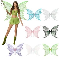 Fairy Elf Costume Butterfly Wings Wand Wreath Fancy Dress up Complete Set Party