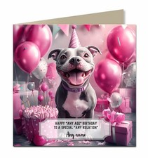 Personalised Birthday Card For Girls or Women or Dogs Staffy F264