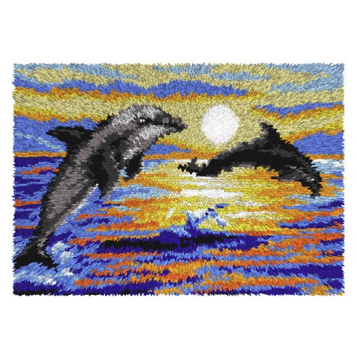 Dolphins latch hook kit rug - hook,