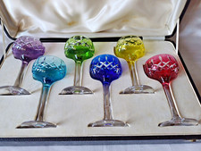 Walsh Boxed Harlequin Set of 6 Crystal Cocktail/Wine Glasses. c1930. 3 signed