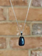 Rounded Edges Cuboid Crystal Natural Stone Necklace Pendant Tiger's Eye UK