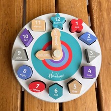 Hamleys wooden shape sorting toy clock 18m+
