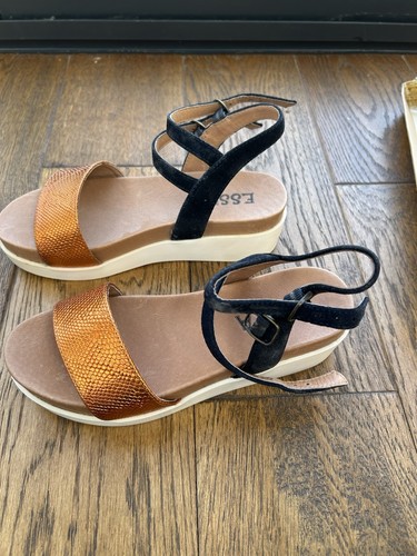 Navy and rust esska sandals - and,