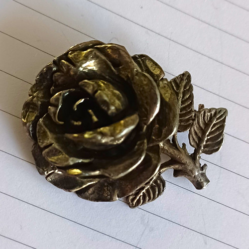 Miracle signed pewter rose - pewter,