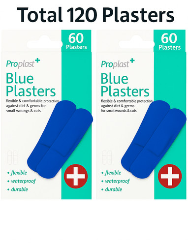 Blue plasters 120pc waterproof - plasters,