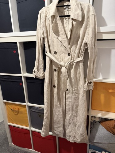 Linen rich beige belted - linen,