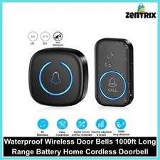 Waterproof Wireless Door Bells 1000ft Long Range Battery Home Cordless Doorbell