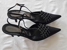 Magrit Ladies Black & Diamante Strappy Party Shoes - UK size 7 / EU 40