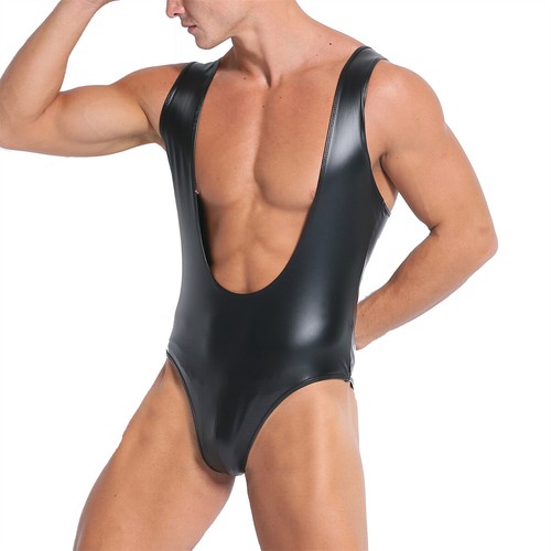 Mens faux leather bodysuit - mens,