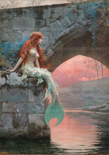 Red haired mermaid beneath - haired,