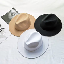 Classic Western Wide Brim Fedora Hat for Men Women Felt Jazz Panama Cap Trilby