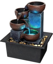 Roman Indoor Fountain LED Meditation Water Feature Resin Rustic Style Home Decor