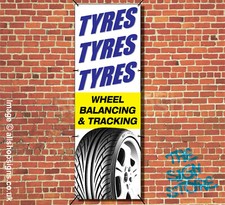 TYRES GARAGE SIGN BANNER VERTICAL OUTDOOR SIGN waterproof VERTICAL SIGN