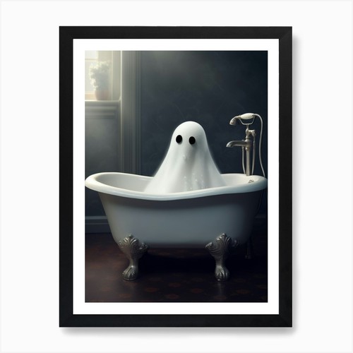 Ghost bathroom art print - in,