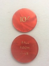 Vintage Red 10 Shilling Casino Poker Chip Bakelite Lucite 1950s BALL ROOM CLUB