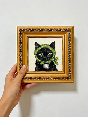 Black cat polka dot - black,