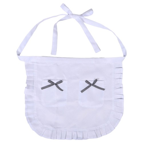 White ruffled half - half, apron