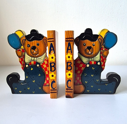 Hand painted wooden bear - painted,