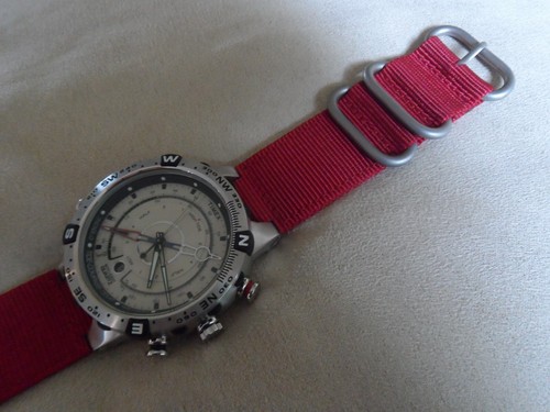 Red nylon military watch - watch, strap