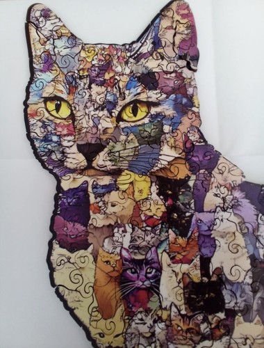 Wooden cat jigsaw - wooden, with