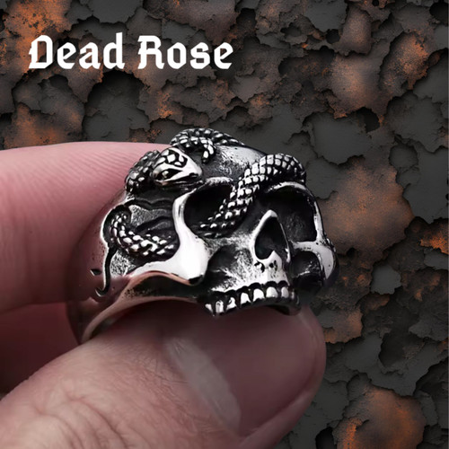 Vintage snake skull - skull, ring