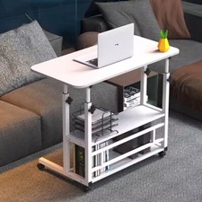 Height Adjustable Mobile Home Computer Desk Laptop Stand Overbed Chair Aid Table
